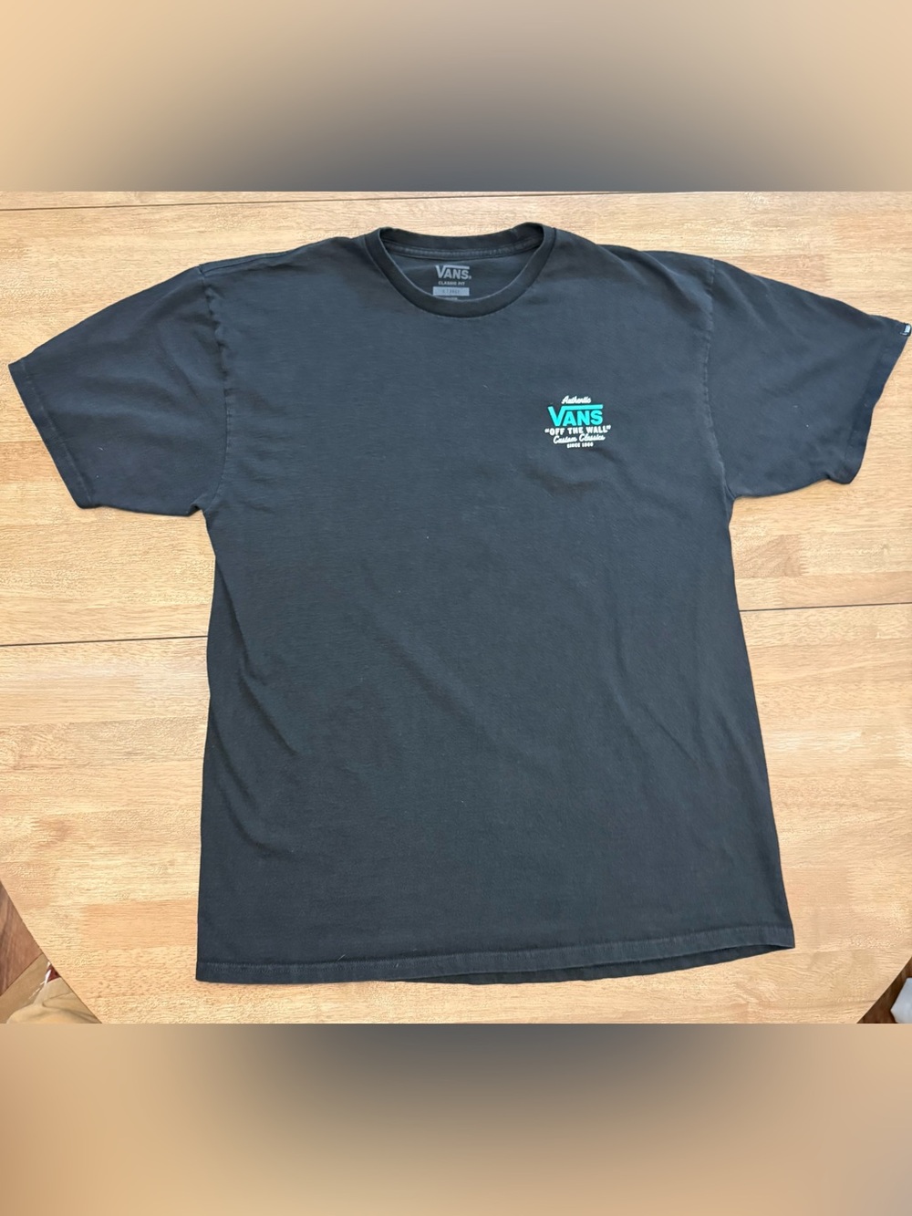 Vans Black Short-Sleeve Crewneck Tee with Teal Logo